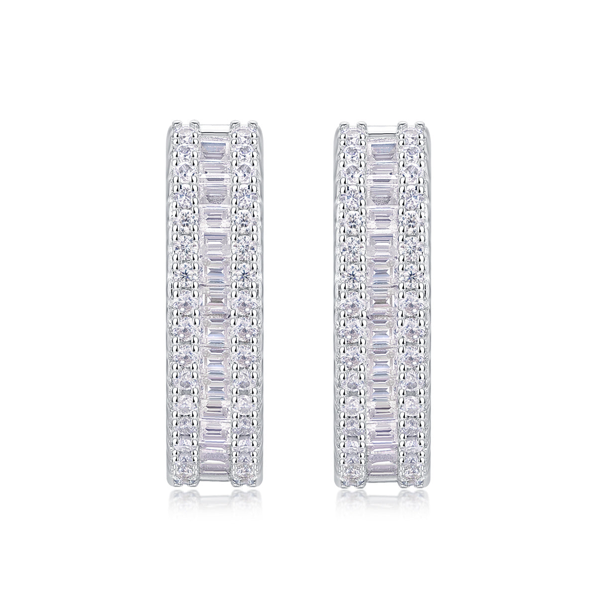 Women Luxury Earring Woven Light Moissanite Diamond Earrings Stud Inlaid 925 Sterling Silver Earring Fine Hoop Earring