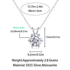 Women Luxury Necklace Moissanite Diamond 925 Sterling Silver Pendant Necklace Six Prong Setting Classic Women Silver Necklace
