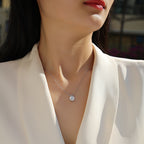 Women Luxury Necklace Moissanite Diamond 925 Sterling Silver Pendant Necklace Six Prong Setting Classic Women Silver Necklace