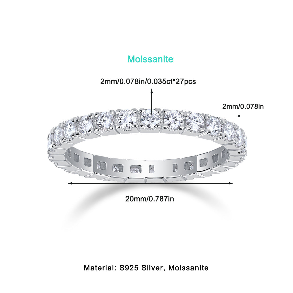 Women's Luxury Ring Moissanite Diamond Ring 925 Sterling Silver Ring Platinum Plated 18k White Gold Plated Engagement Ring