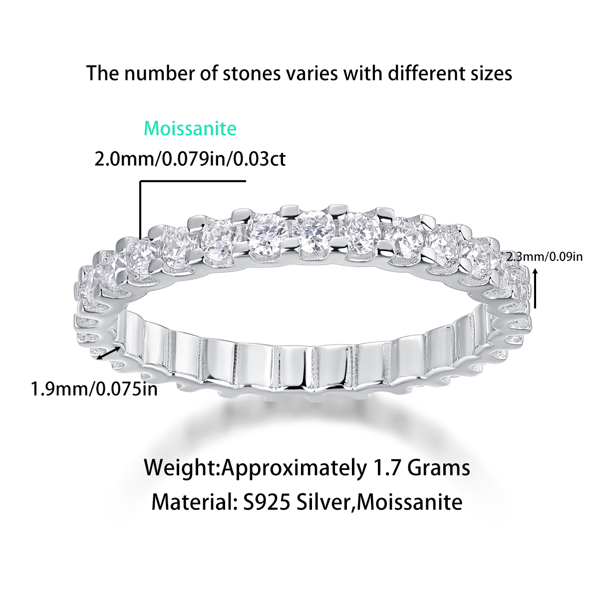 Women's Luxury Ring Moissanite Diamond Ring 925 Sterling Silver Rhodium Plated Fashionable Women Engagement Ring