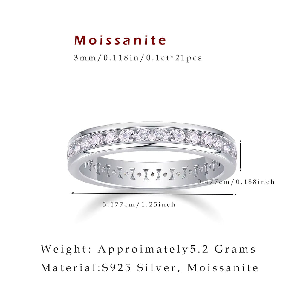 Women's Luxury Ring Moissanite Diamond Rin S925 Sterling Silver Full Circle Channel Setting Ring Women Engagement Ring