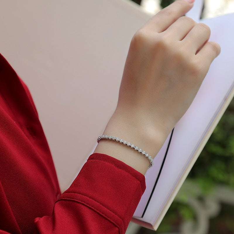 Women Luxury Bracelet S925 Sterling Silver Moissanite Diamond 18K Gold Plated Chain Bracelet Women Silver Bracelet