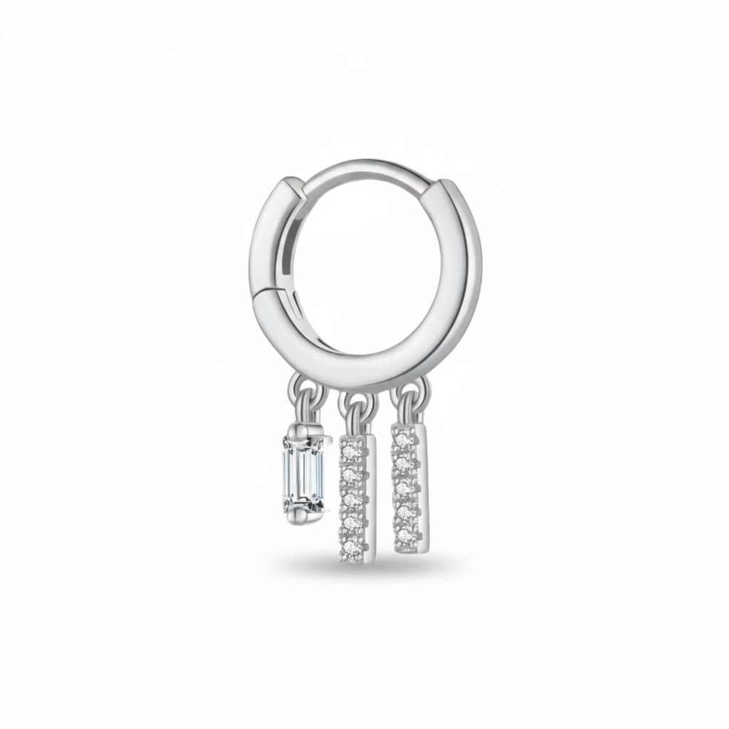 Women Fashionable Earrings S925 Sterling Silver Square Zircon Pendant Shaped Drop Ear Cuff Earrings For Women Fashion