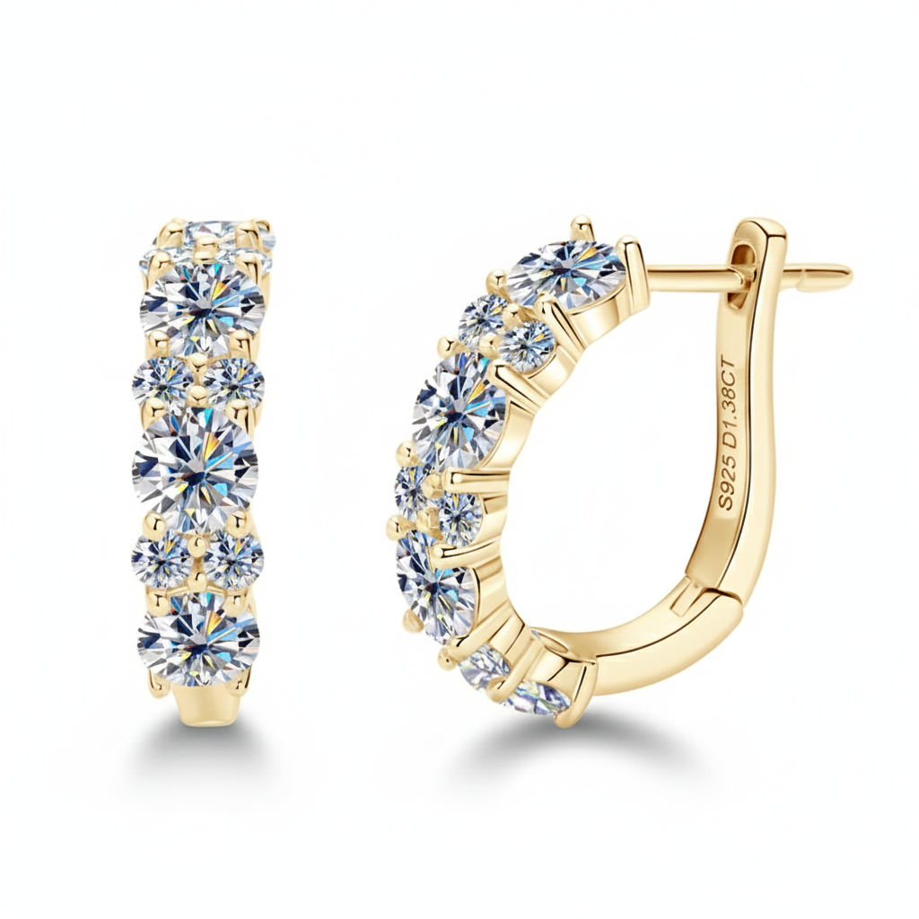 Women's Luxury Earring Round Moissanite Moissanite 925 Sterling Silver Earring Eardrop High-grade Hoop Women Earrings