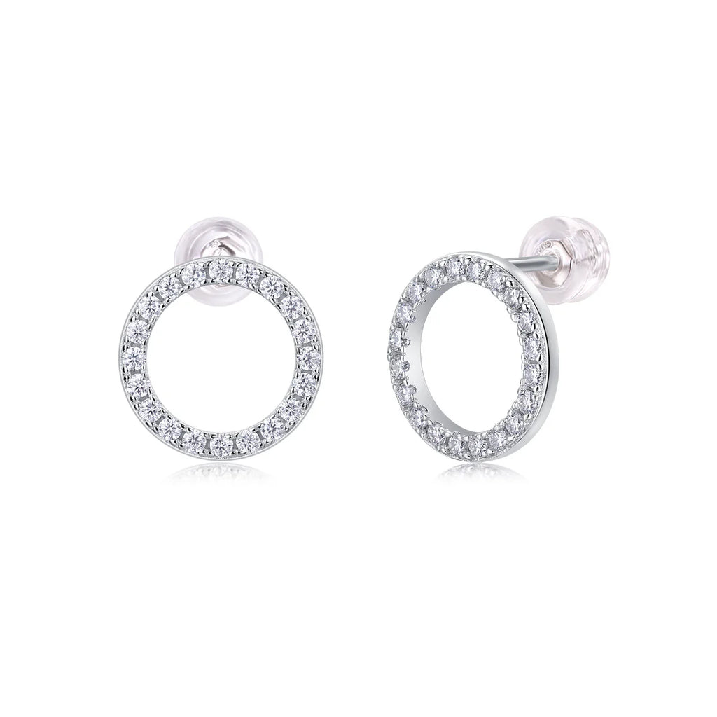 Women Luxury Earring Diamond Moissanite S925 Sterling Silver Earrings Circle Lightweight Comfortable Stud Women Earrings