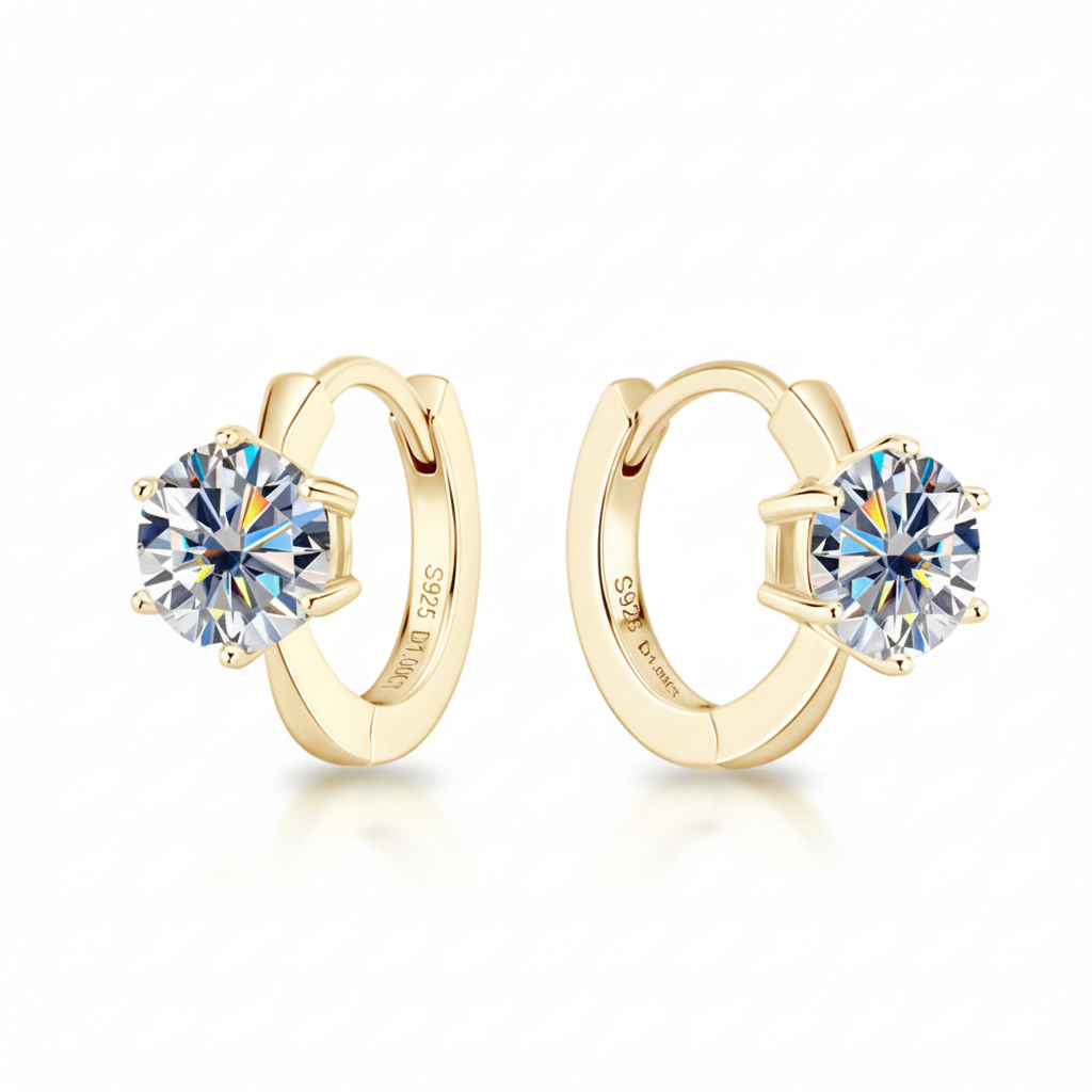 Women Luxury Earrings Fashion Moissanite Diamond S925 Silver Earrings High Quality Solitaire Hoops Women's Earrings