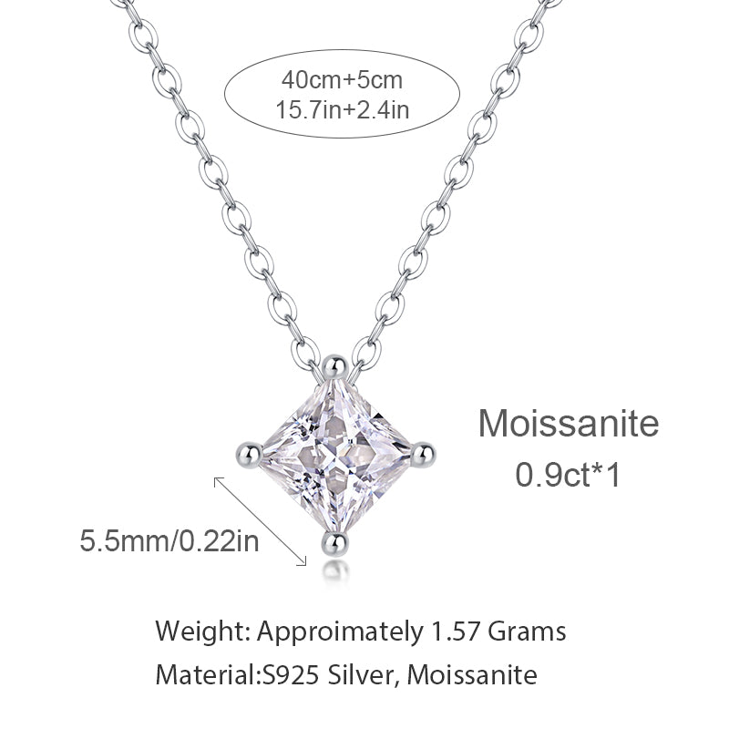 Women Luxury Pendant Necklace 925 Sterling Silver Moissanite Diamond Rhodium Plated Sparkling Fashion Women's Necklace