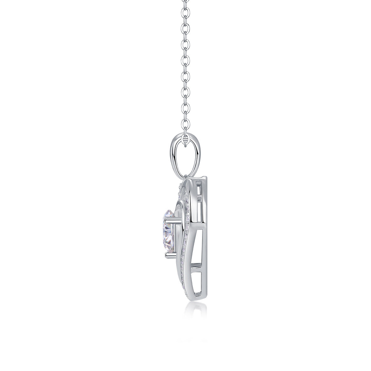 Women Luxury Pendant Necklace 925 Sterling Silver Moissanite Diamond Heart Micro Pave Diamond Test Silver Chain Necklace
