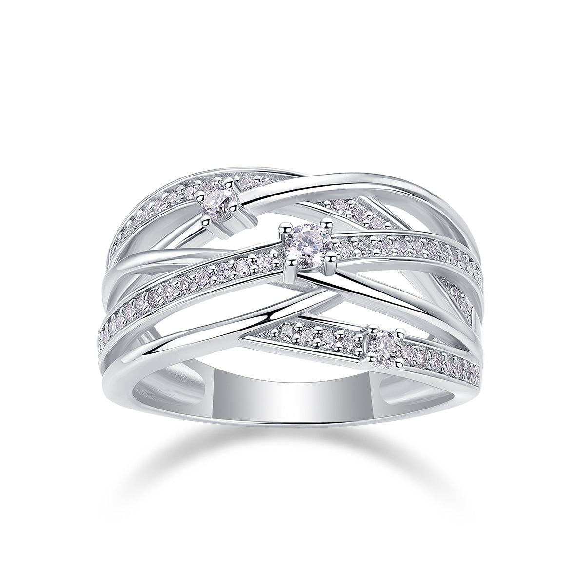 Women Luxury Ring S925 Sterling Silver Sparkling Stones Diamond Ring Silver Color Plated Rings Women Engagement Ring