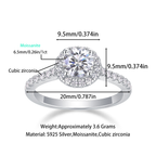 Women Luxury Ring Large Moissanite Diamond Ring 925 Sterling Silver Ring Rhodium Plated Women Engagement Ring