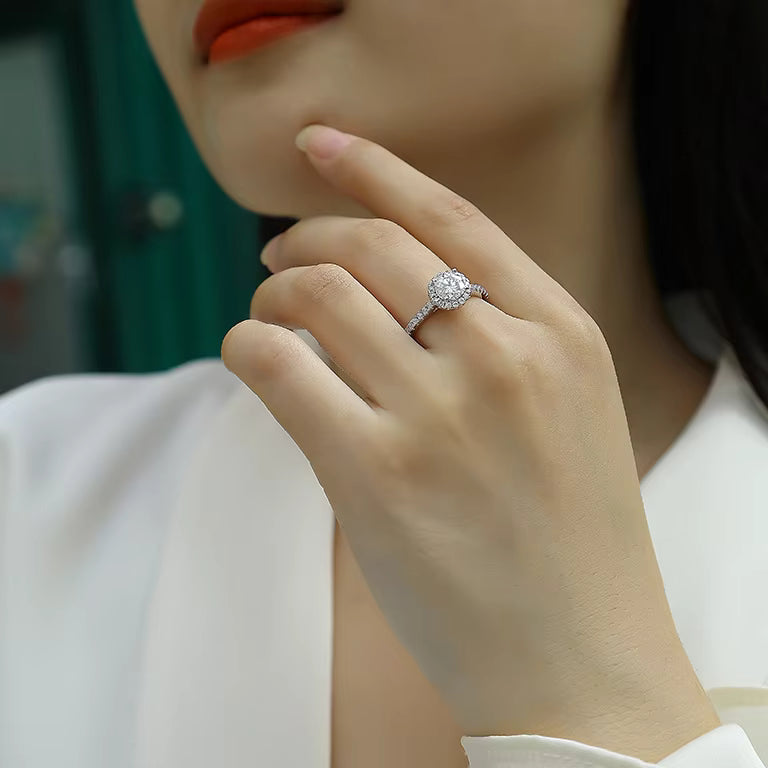 Women Luxury Ring Large Moissanite Diamond Ring 925 Sterling Silver Ring Rhodium Plated Women Engagement Ring