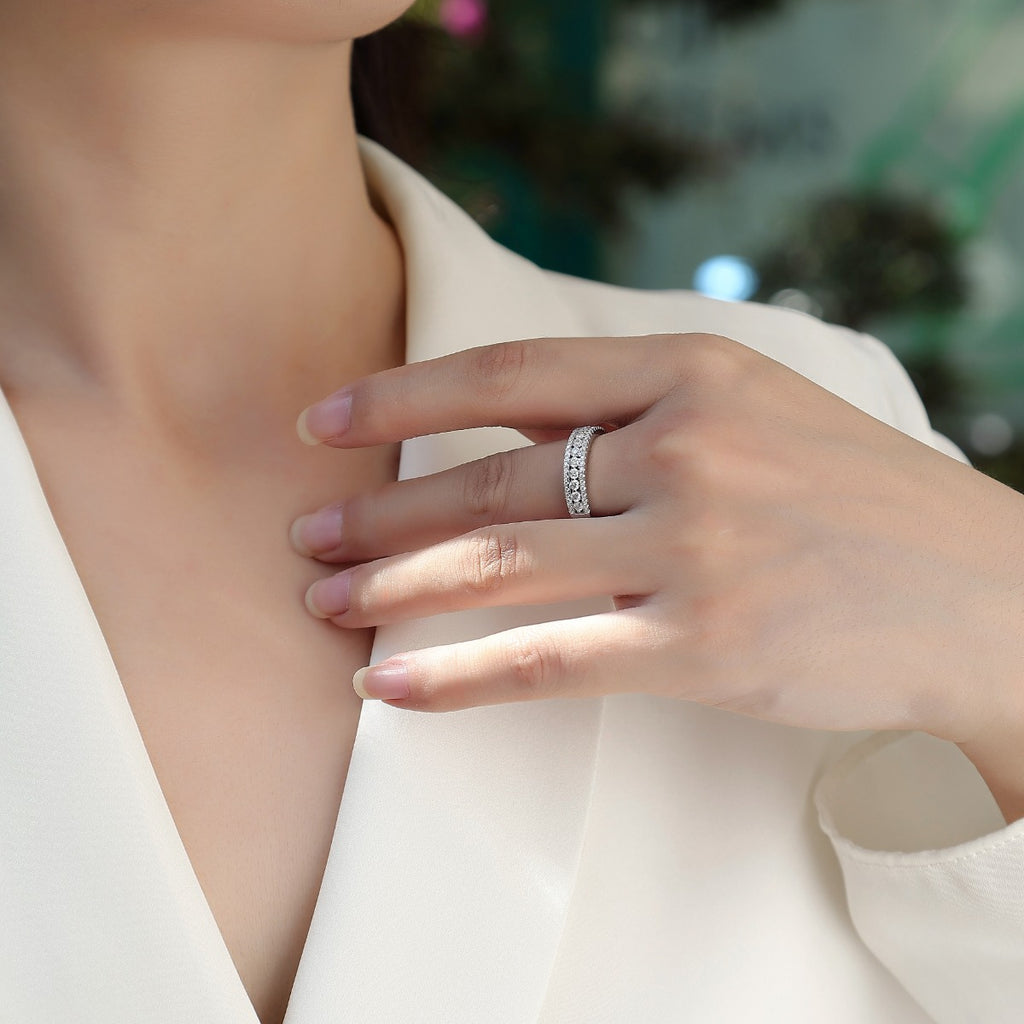 Women Luxury Ring 925 Sterling Silver Rhodium Plated Moissanite Diamond Ring 18K White Gold Women Engagemenr Ring