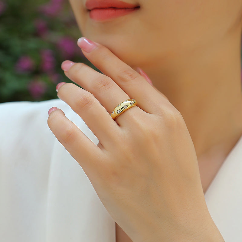 Women Luxury Rings Gold Color Plated S925 Sterling Silver Adjust Moissanite Diamonds High End Women Engagement Ring