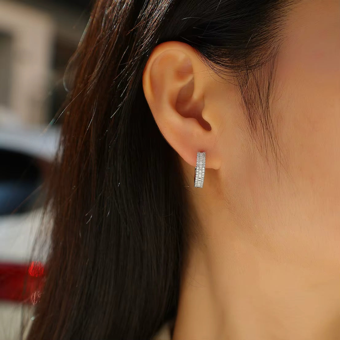 Women Luxury Earring Woven Light Moissanite Diamond Earrings Stud Inlaid 925 Sterling Silver Earring Fine Hoop Earring