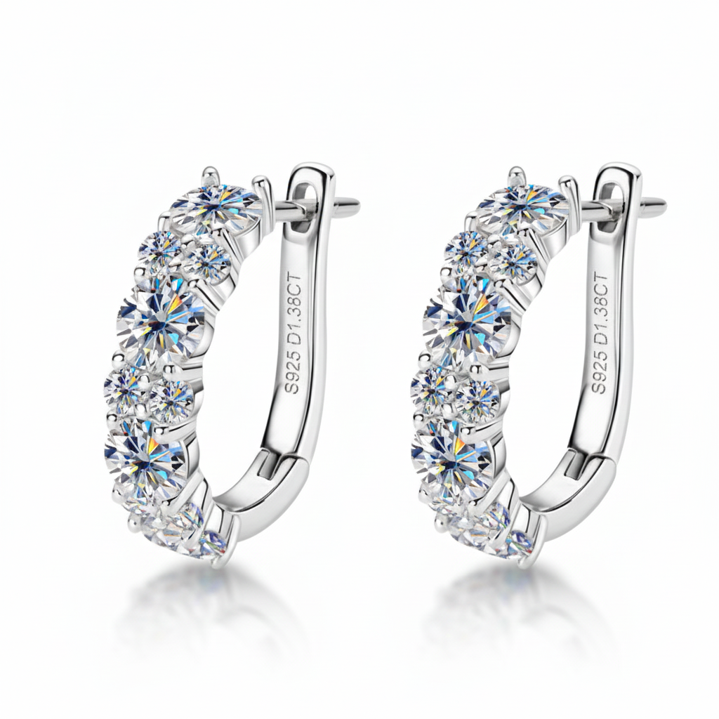 Women's Luxury Earring Round Moissanite Moissanite 925 Sterling Silver Earring Eardrop High-grade Hoop Women Earrings