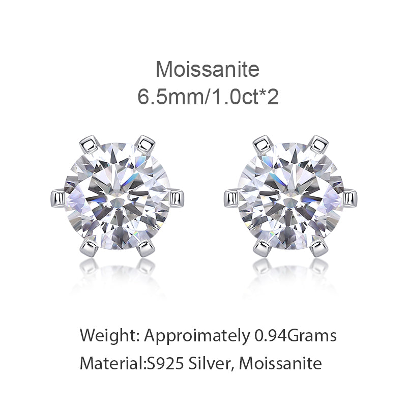 Women Luxury Earring S925 Sterling Silver Stud Hip Hoop Moissanite Diamond Earrings 18K White Gold Plated Earrings