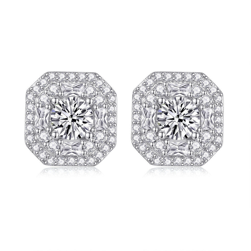 Women Luxury Earrings Moissanite Large Diamond S925 Silver Plated 18K White Gold Moissanite Hip Hop Stud Women Earring