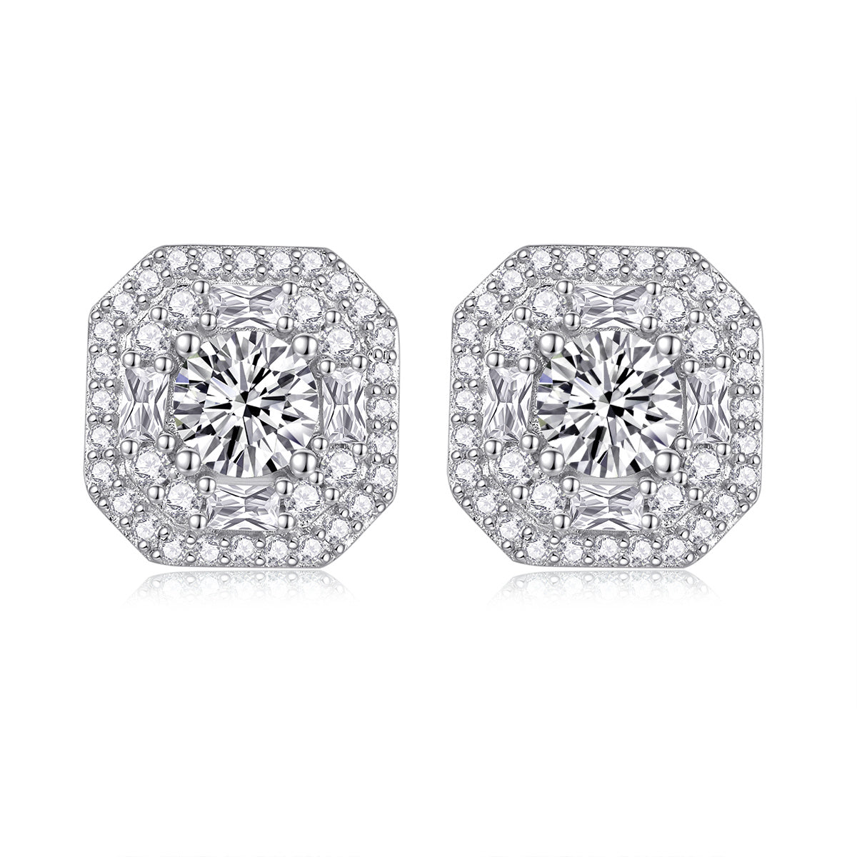 Women Luxury Earrings Moissanite Large Diamond S925 Silver Plated 18K White Gold Moissanite Hip Hop Stud Women Earring