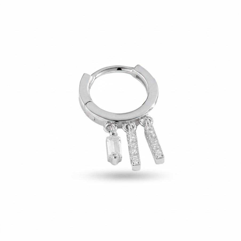 Women Fashionable Earrings S925 Sterling Silver Square Zircon Pendant Shaped Drop Ear Cuff Earrings For Women Fashion