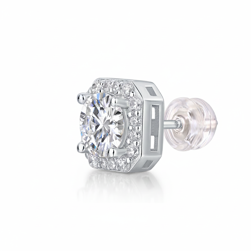 Women's Luxury Earring 925 Sterling Silver Moissanite Diamond Square Stud Earrings Classic High End Women Earrings