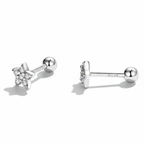 Women Luxury Earrings 925 Sterling Silver Cubic Zirconia Star Shining Zircon Hoop Stud Fashionable Women Earrings