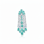 Women Fashionable Earrings Green Diamond Flower Earrings Elegant Long Tassel Silver Needle Women Fashionable Earrings