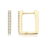 Women Luxury Earrings Moissanite Diamond High-Grade Square Earrings  925 Sterling Silver Huggie Small Tiny Earrings