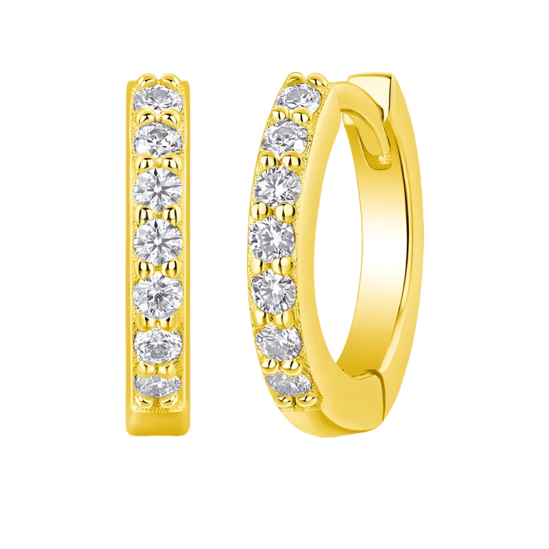 Women Luxury Earrings 925 Sterling Silver Minimalist Zircon Huggie Hoop Earrings Shiny Delicate Small Circle Earrings