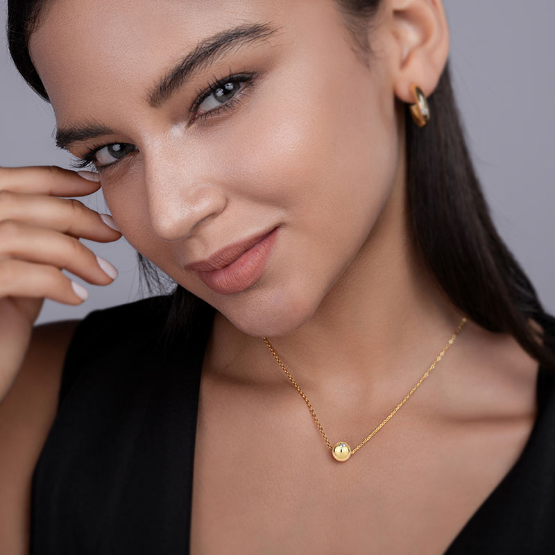 Women's Luxury Pendant Necklace Ball Shape 925 Sterling Silver Moissanite Diamond Elegant 18K Gold Plated Necklace