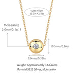 Women's Luxury Pendant Necklace Ball Shape 925 Sterling Silver Moissanite Diamond Elegant 18K Gold Plated Necklace