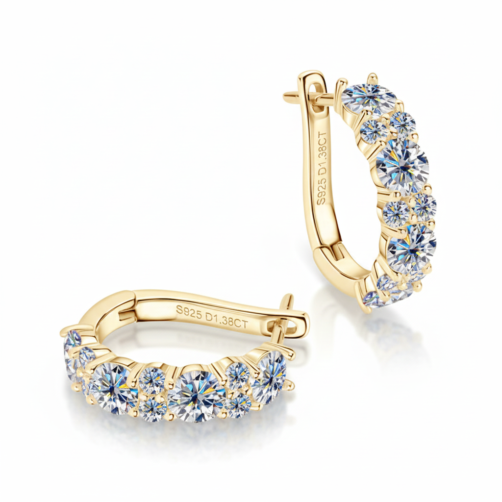 Women's Luxury Earring Round Moissanite Moissanite 925 Sterling Silver Earring Eardrop High-grade Hoop Women Earrings