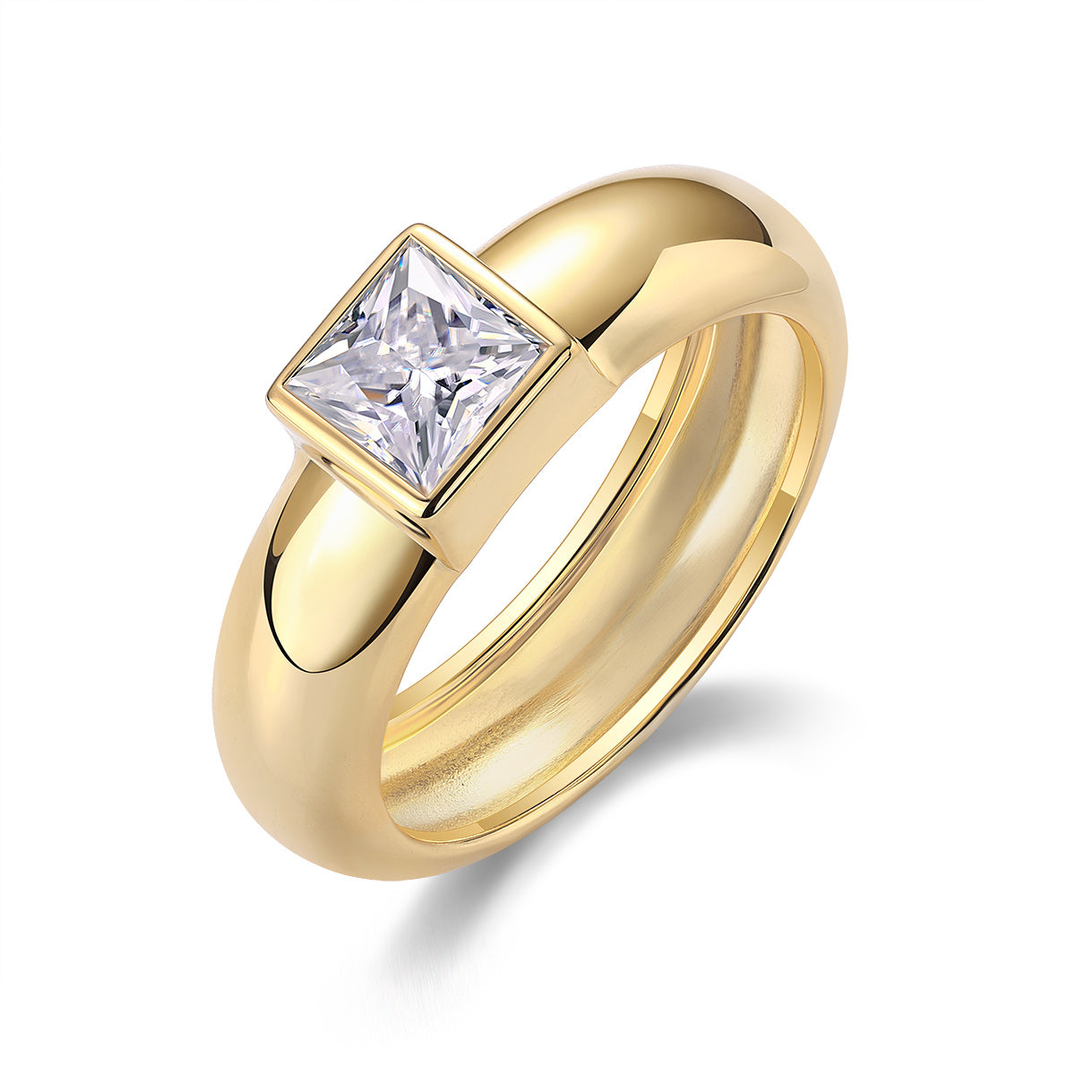 Women Luxury Ring Square Moissanite Diamond Ring S925 Sterling Silver Ring 18K Plated Women Engagement Silver Ring