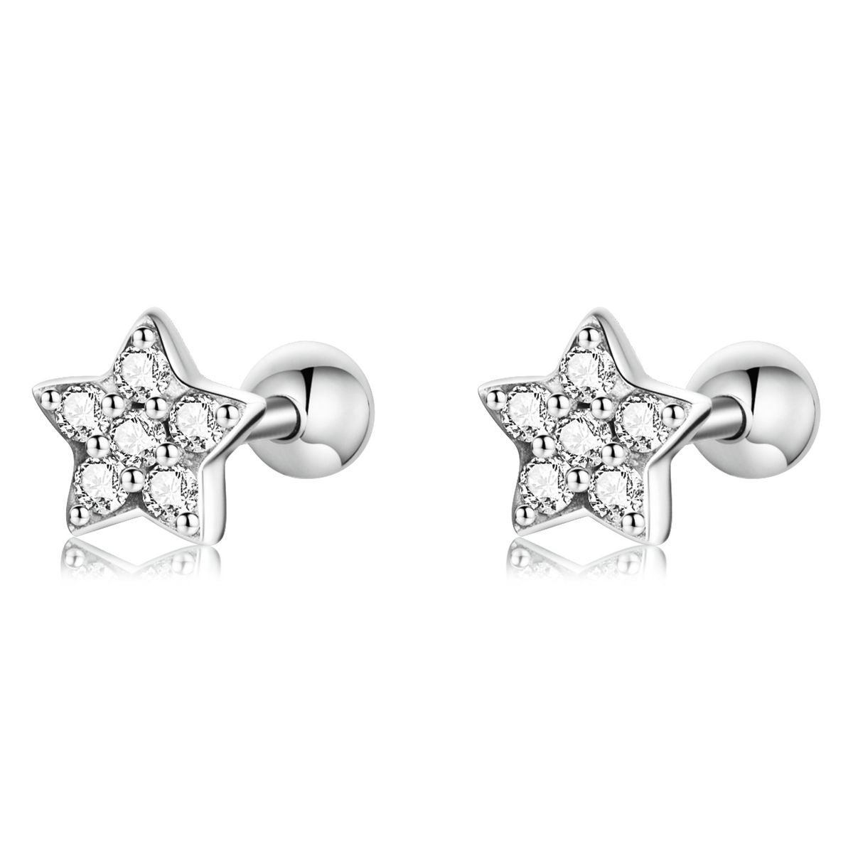 Women Luxury Earrings 925 Sterling Silver Cubic Zirconia Star Shining Zircon Hoop Stud Fashionable Women Earrings