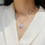 Women Luxury Necklace 925 Sterling Silver 18K Silver Plated Moissanite Diamond Pendant Necklace Women Silver Necklace