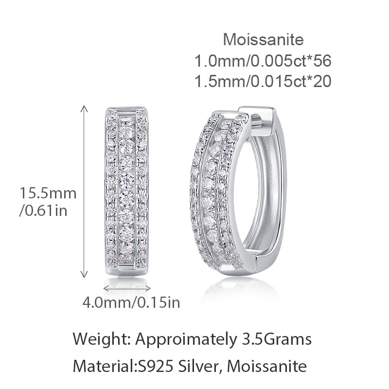 Women Luxury Earrings S925 Sterling Silver Hoop Earrings Moissanite Diamond Stud Hip Hoop Fashion Women's Earrings