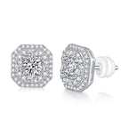 Women Luxury Earrings Moissanite Large Diamond S925 Silver Plated 18K White Gold Moissanite Hip Hop Stud Women Earring