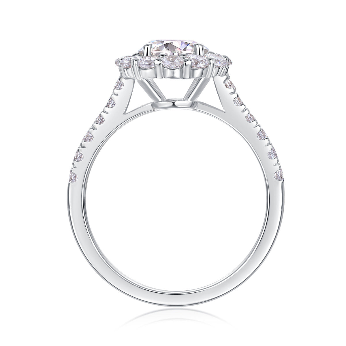 Women's Luxury Ring S925 Sterling Silver Fine Jewelry Rhodium Plated Large Diamond Moissanite Silver Women's Ring