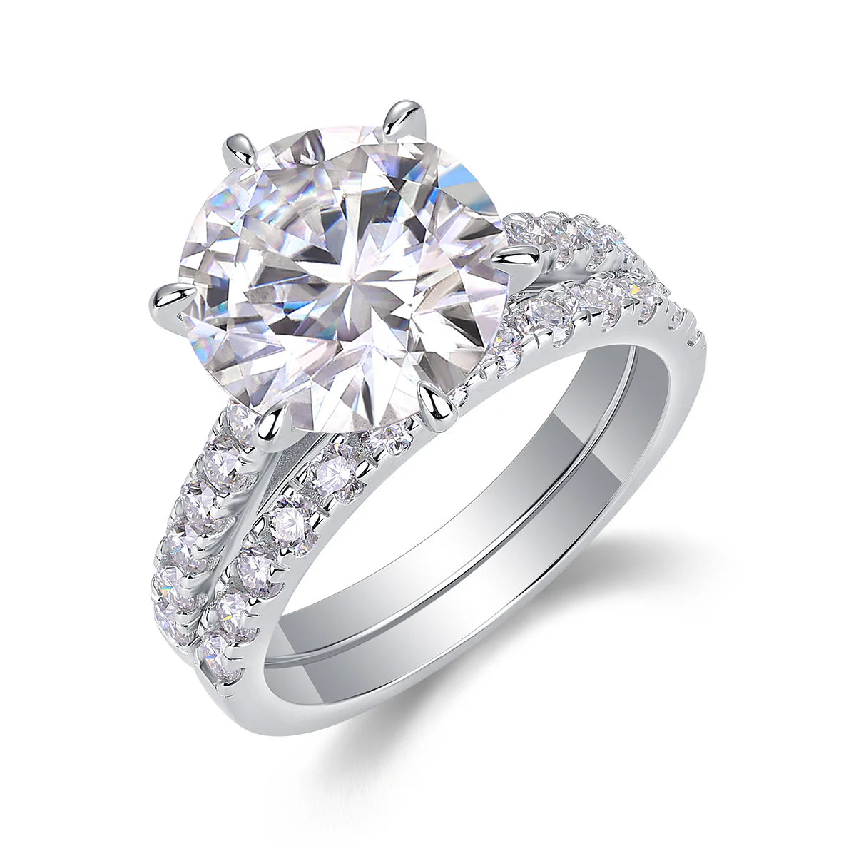 Women's Luxury Ring Moissanite Large Diamond Rings S925 Sterling Silver Rings 18K White Gold Plated Engagement Ring - Acquisti Online