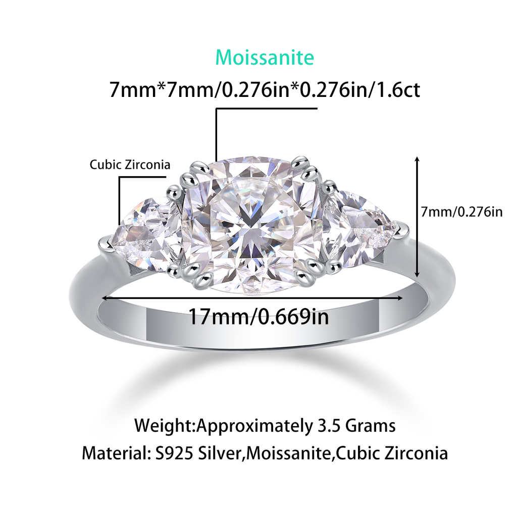 Women Luxury Ring 925 Sterling Silver Moissanite Large Diamond Ring 18K White Gold Plated Halo of Round Classic Ring