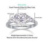 Women Luxury Ring 925 Sterling Silver Moissanite Large Diamond Ring 18K White Gold Plated Halo of Round Classic Ring