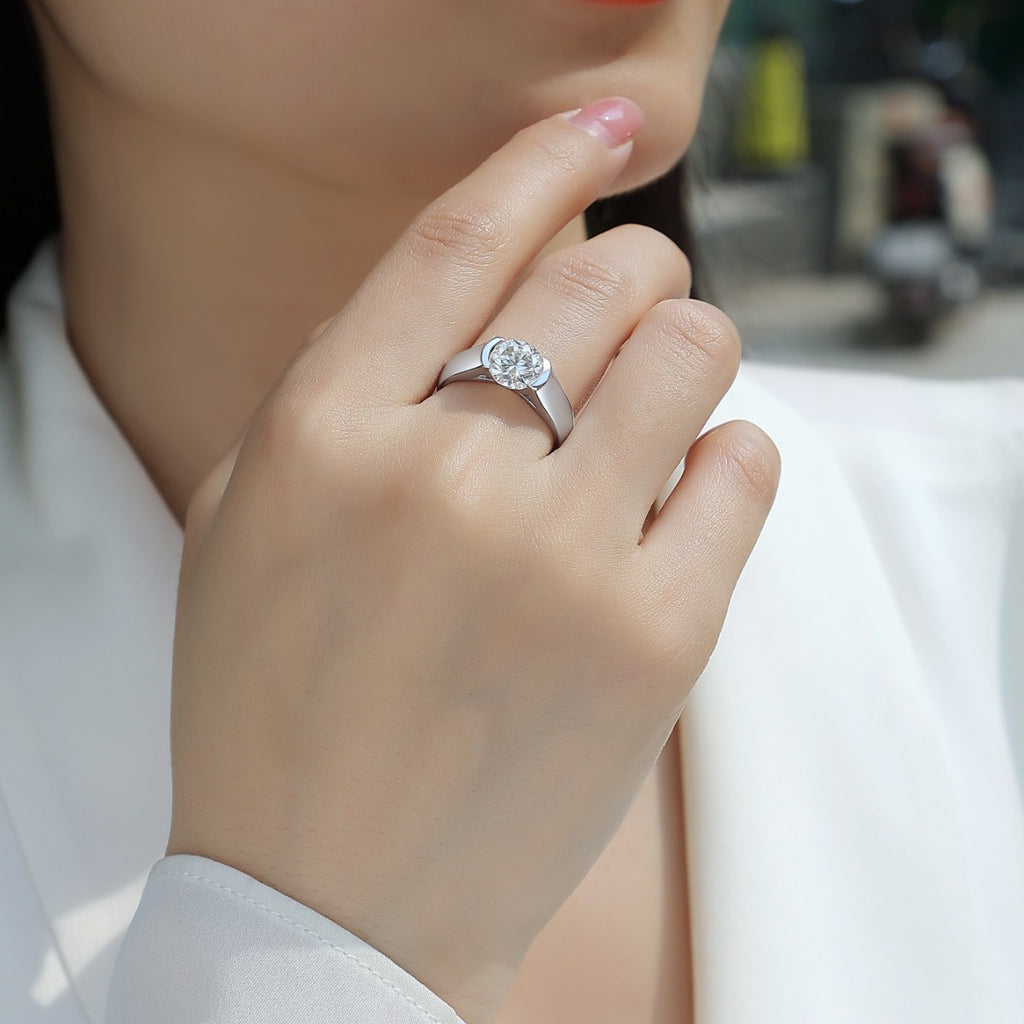 Women's Luxury Ring Moissanite Diamond Ring S925 Sterling Silver Ring 18k White Gold Plated Engagement Women Ring