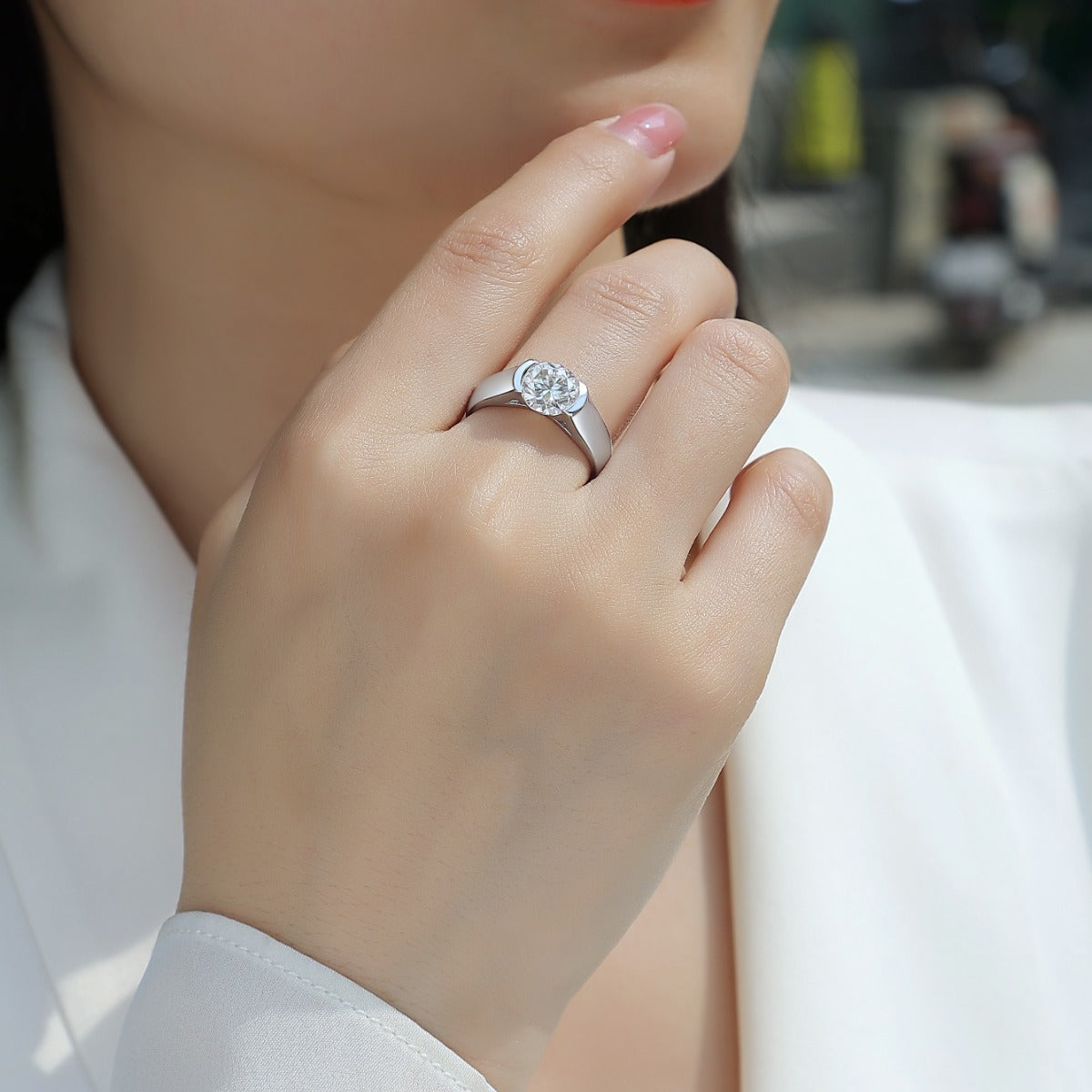 Women's Luxury Ring Moissanite Diamond Ring S925 Sterling Silver Ring 18k White Gold Plated Engagement Women Ring