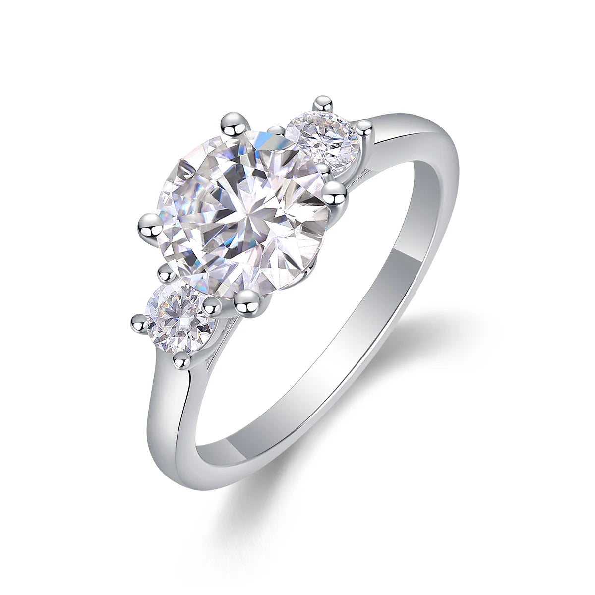 Women Luxury Ring Moissanite Large Diamond Ring 925 Sterling Silver Classic Three-Stone Fashion Women Engagement Ring