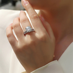 Women's Luxury Ring Moissanite Large Diamond Rings S925 Sterling Silver Rings 18K White Gold Plated Engagement Ring