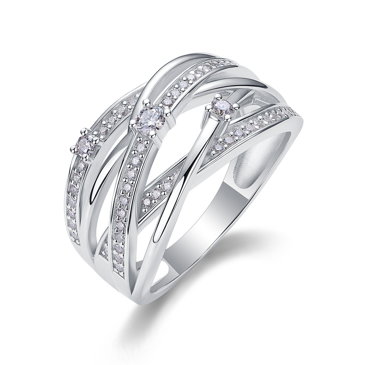 Women Luxury Ring S925 Sterling Silver Sparkling Stones Diamond Ring Silver Color Plated Rings Women Engagement Ring