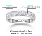 Women Luxury Ring S925 Sterling Silver Inlay Baguette Fine Square Moissanite Diamond White Gold Plated Engagement Ring
