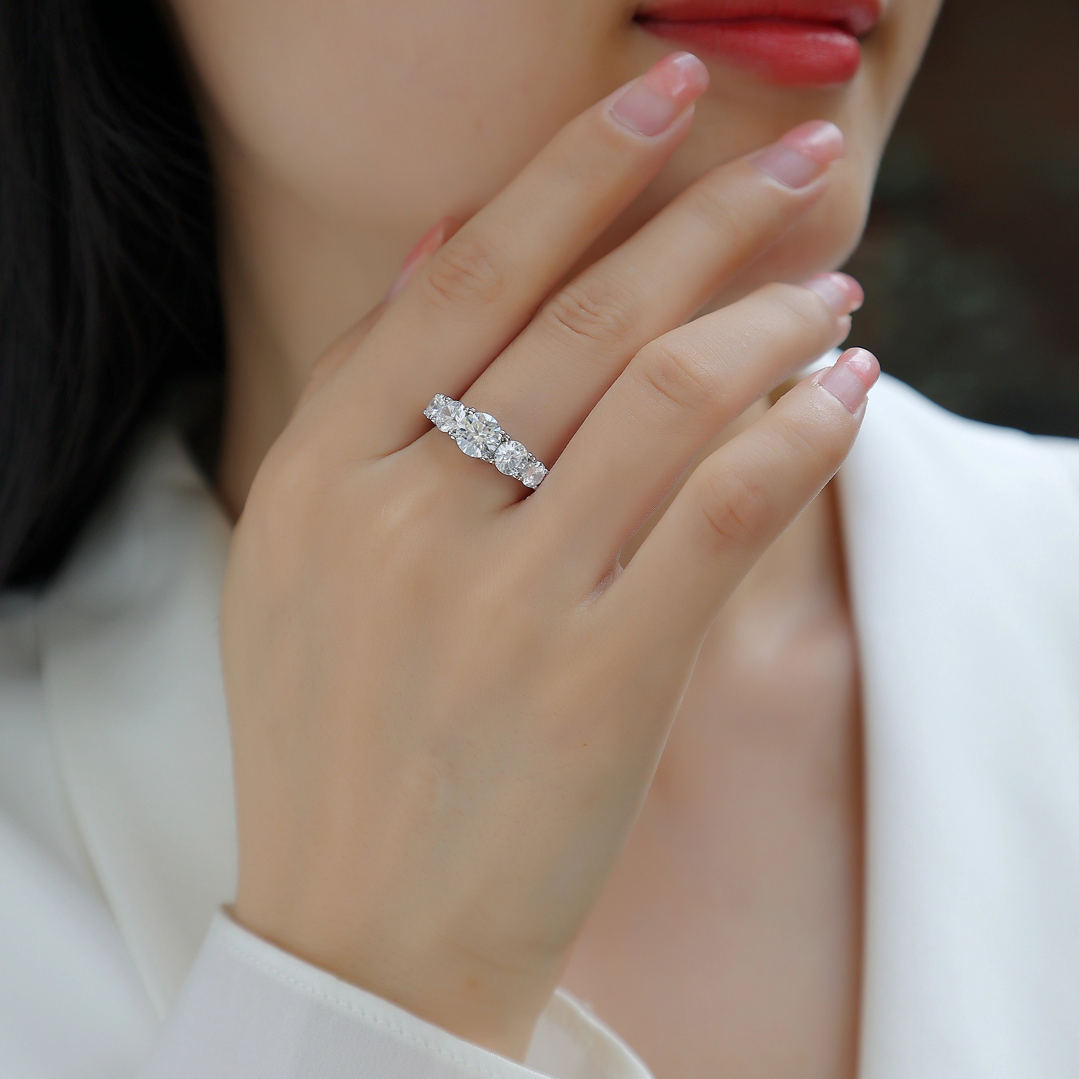 Luxe ring voor dames met moissaniet en diamanten, 925 sterling zilver, 18 karaat verguld, fijne sieraden, verlovingsring voor dames