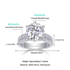 Women's Luxury Ring Moissanite Large Diamond Rings S925 Sterling Silver Rings 18K White Gold Plated Engagement Ring
