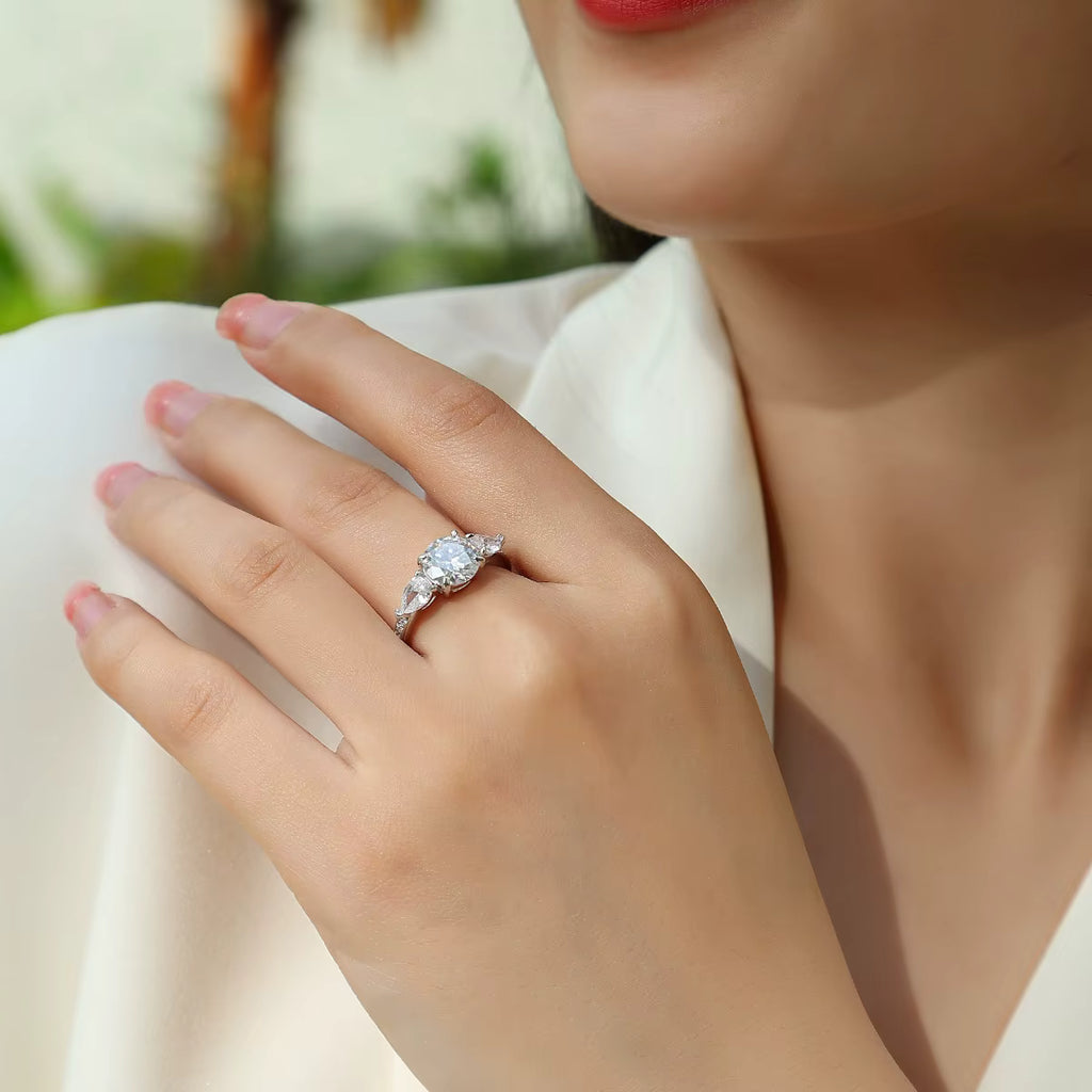 Women Luxury Ring Moissanite Large Diamond Ring 925 Sterling Silver Engagement Rings Fine Casual Jewelry Women's Ring